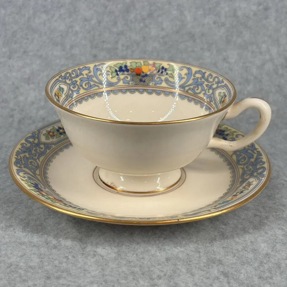 Lenox Bone China Cup and Saucer Autumn Pattern w/ Gold Wreath Mark